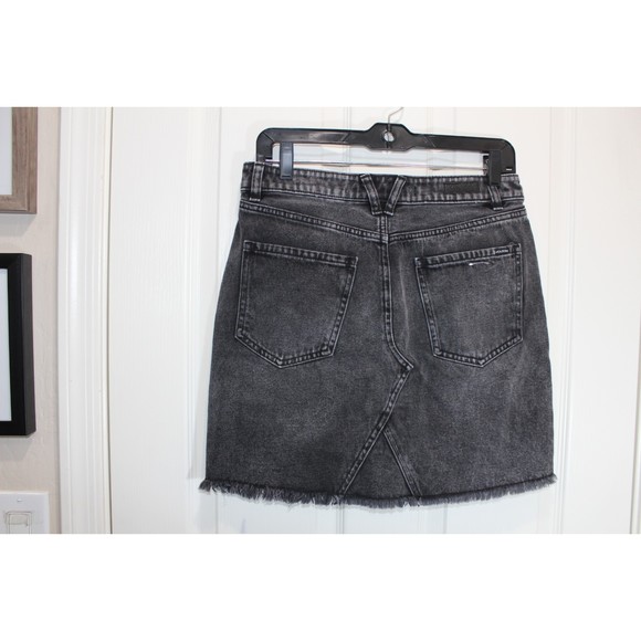 Volcom Women’s Black High-Rise Raw-Hem Stoned Denim Mini Jean Skirt Size M - Picture 4 of 6